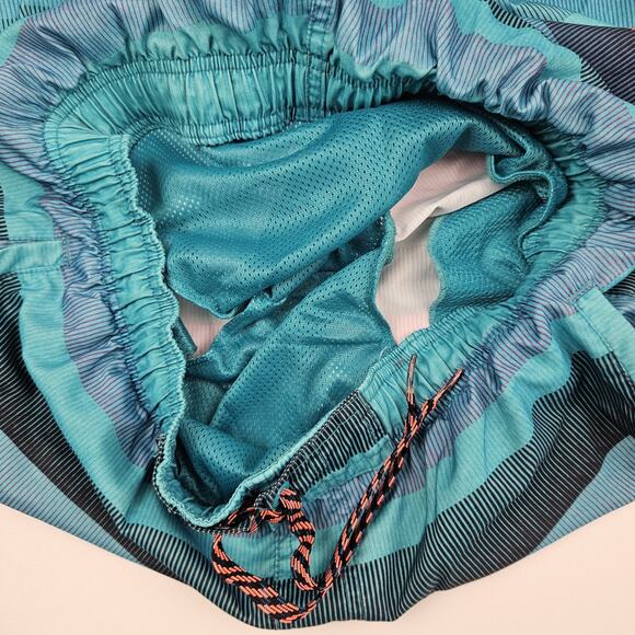 Nike Swim Volley Shorts Trunks Men's L Mesh Lined 11" Abstract Blue/Pink Striped - Picture 2 of 10